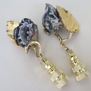Vintage Italian Tole and Geode Lamp Finials, Custom Made
